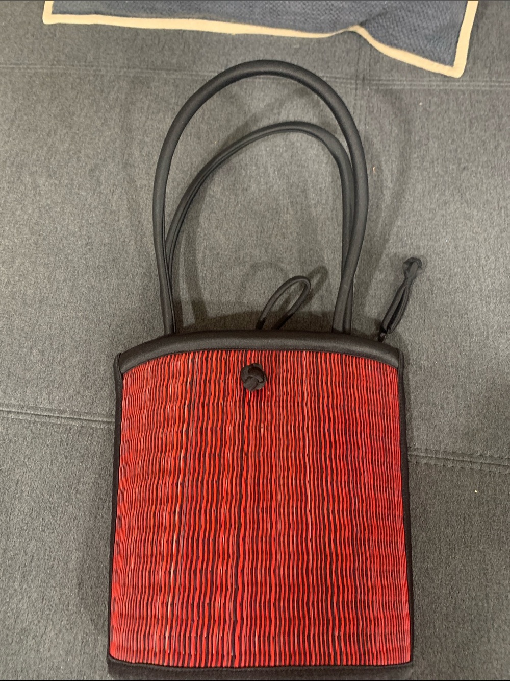 Red Textured Tote with Black Trim - Unbranded